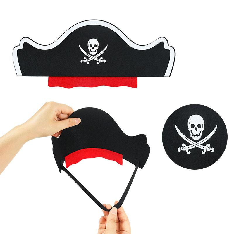 20pcs Pirate Eye Patches Captain Hat Set Skull Print Halloween Cosplay Adult Dress Up Felt One Eye Decoration Theme Party Props