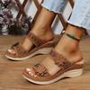 Fashion 2025 Summer Women Slippers Plus Size Women's Shoes Retro Roman Sandals Women Pu Casual Flower Wedge Sandals Platform Slippers