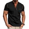 Мужские летние топы с воротником-стойкой и пуговицами, с полузастежкой, футболка с коротким рукавом, повседневные свитера, повседневная одежда