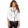 Women's Genuine Lambskin Leather Jacket Biker Motorcycle White Quilted Outwear