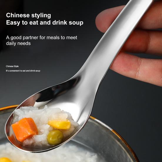 Household Dinnerware Chinese Style Long Handle Portable Food Grade Stainless Steel Student Spoon Fork Home