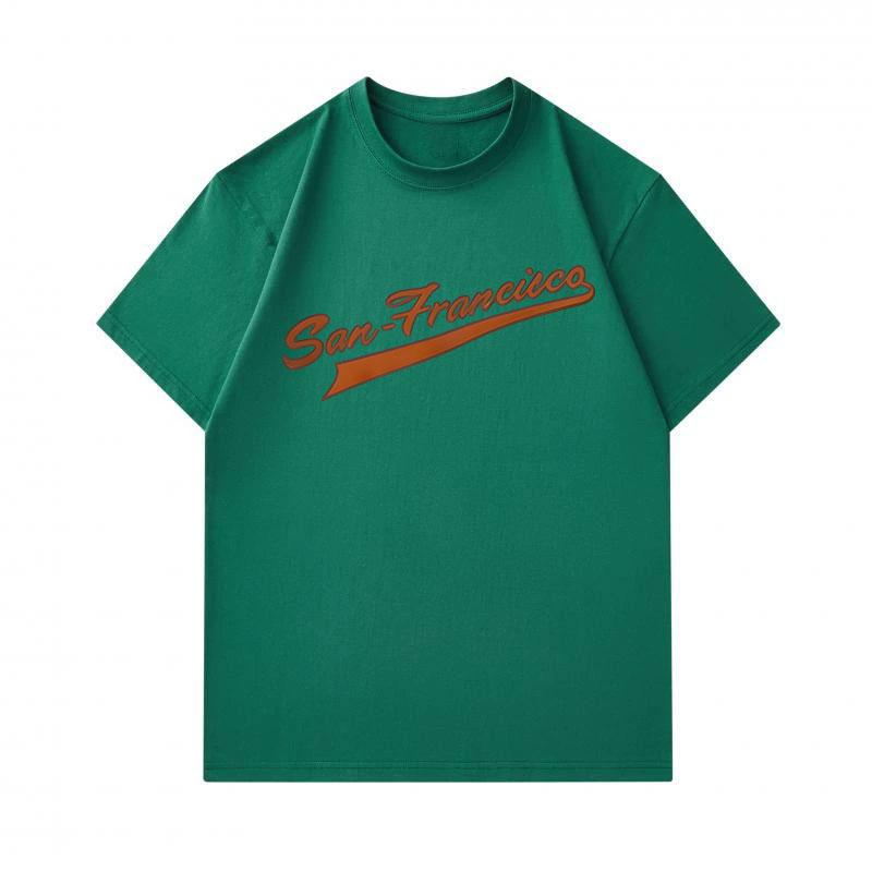 Men's 100% Cotton Crew Neck Short Sleeve T-shirt, Classic San Francisco Cursive Print Casual Breathable Lightweight Summer Daily Wear Tee for Men