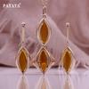 Rose Gold Color Horse's Eye Shope Amber Color Artificial Zircon Exquisite Set