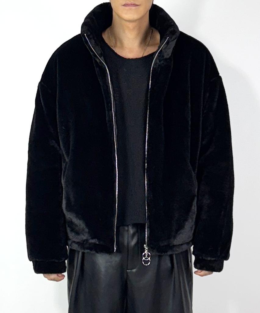 A Made Fine Fur Print Over Jacket (Black)