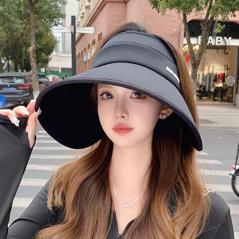 Wide-brimmed ice silk fisherman hat for women, summer sun protection, UV protection, open-top hat, outdoor casual versatile sun hat