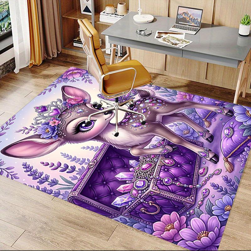 1PC Deer Butterfly Non-Slip Floor carpet, Office, family, bedroom, Studio - Large Area Rug, Vibrant Colors-C0483