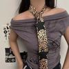 Elegant Leopard Print Scarf Star Long Vintage Scarf Classic Scarf Hairband  Woman