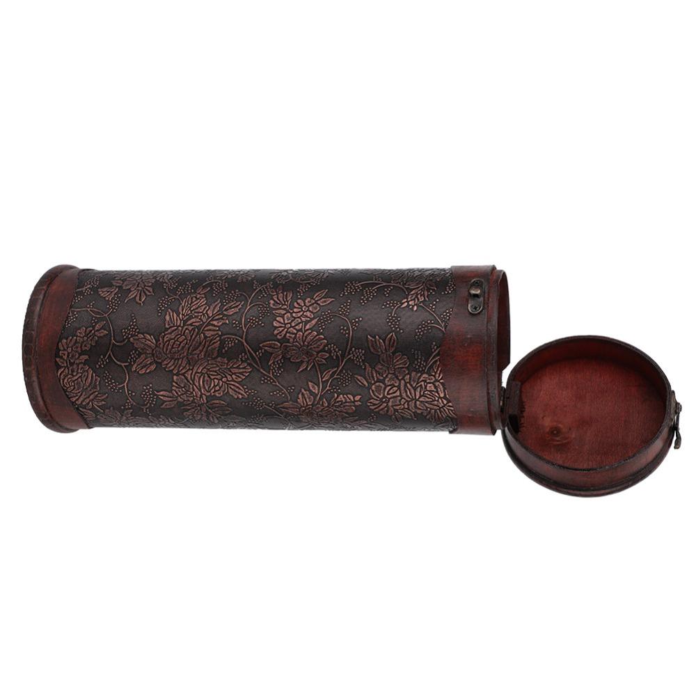 Wooden Vintage Wine Box Round Wine Storage Box Flasks Wine Gift Box  Decorative Case