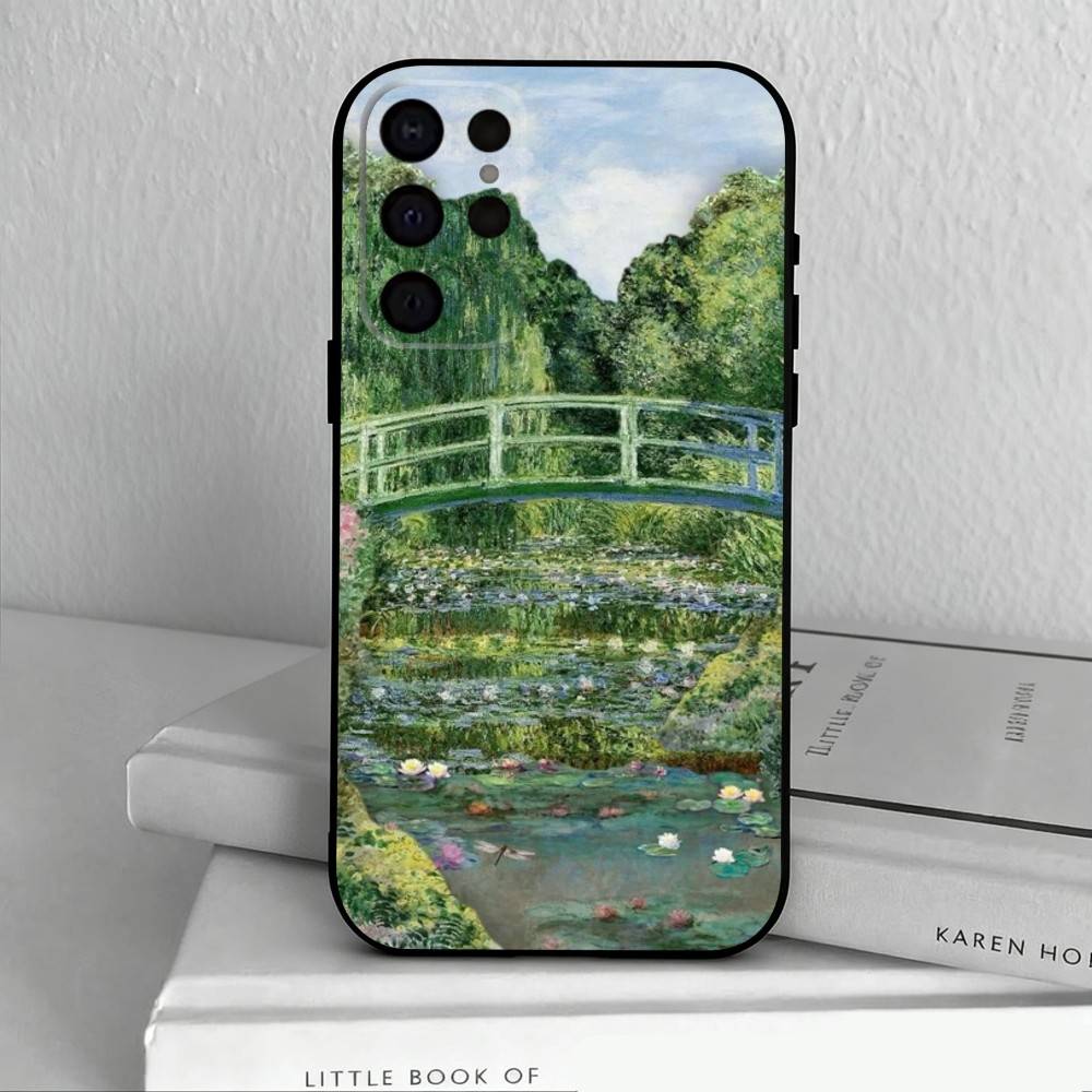 Чехол для телефона C-Claude-M-Monet-T для Samsung S25, S24, S21, S22, S23, S30, Ultra, S20, Plus, Другие, Мягкий черный чехол