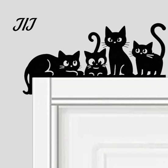 Interior Wall Decor Hanging Metal Cat Door Topper, Cute Cats Frame Decor, Black Art, Modern Abstract Silhouette Art Minimalist Home Decoration