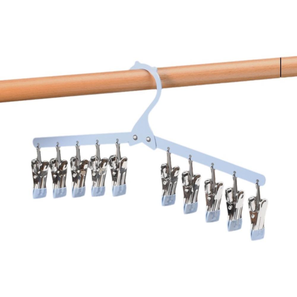 Ветрозащитная складная сушилка для одежды 10 зажимов Портативная вешалка для сушки одежды Антикоррозийная Нескользящая сушилка для носков и белья Балкон