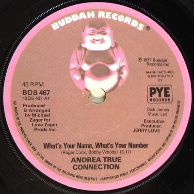 7-дюймовая пластинка ANDREA TRUE CONNECTION - Как тебя зовут, какой у тебя номер BDS467 Buddah Records 1977 UK Соул/Фанк Б/у