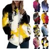 Women's Fashion Casual Printed Sweatshirt Long Sleeve With Pocket Cardigan Jacket Zipper Hoodie Coat
