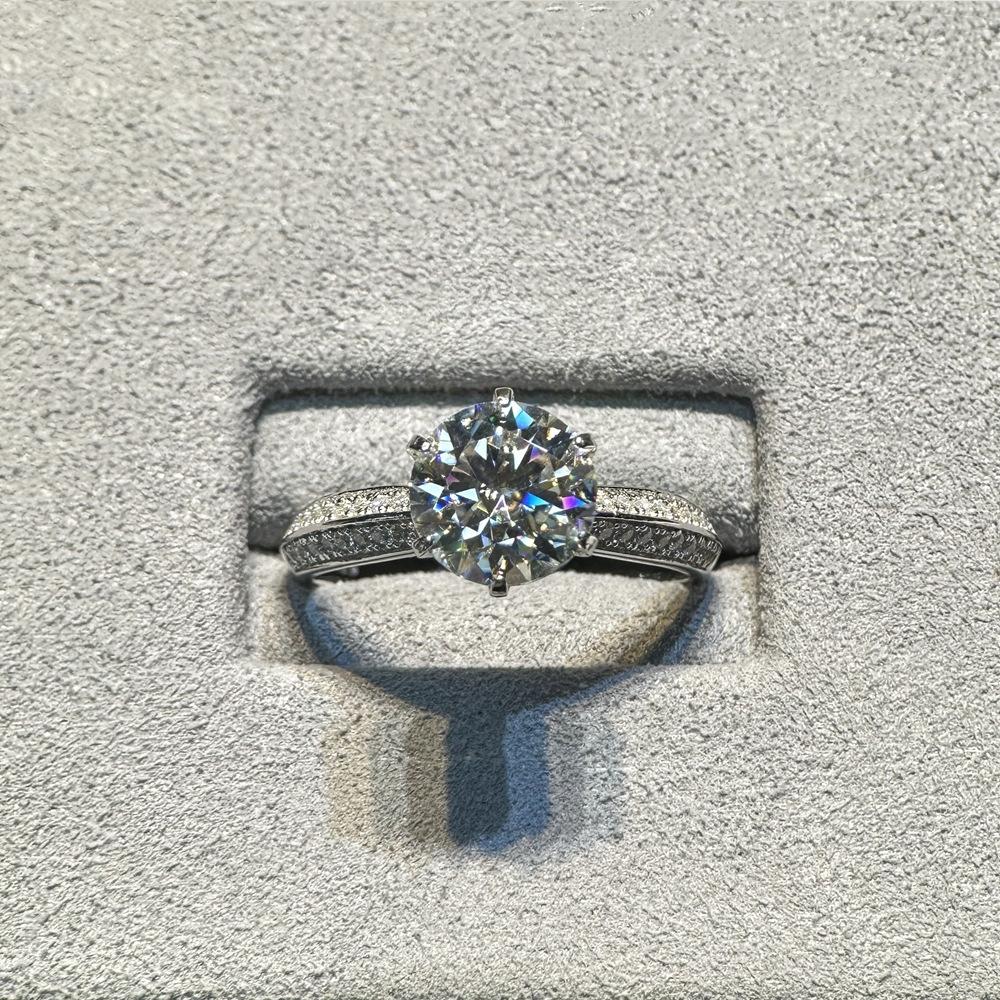Vinregem 100% Стерлинговое Серебро 925 пробы, сверкающее круглой огранки, 8 мм, 2CT, 3EX VVS1, цвет D, настоящий муассанит с бриллиантами, женское кольцо, свадебное обручальное ювелирное изделие