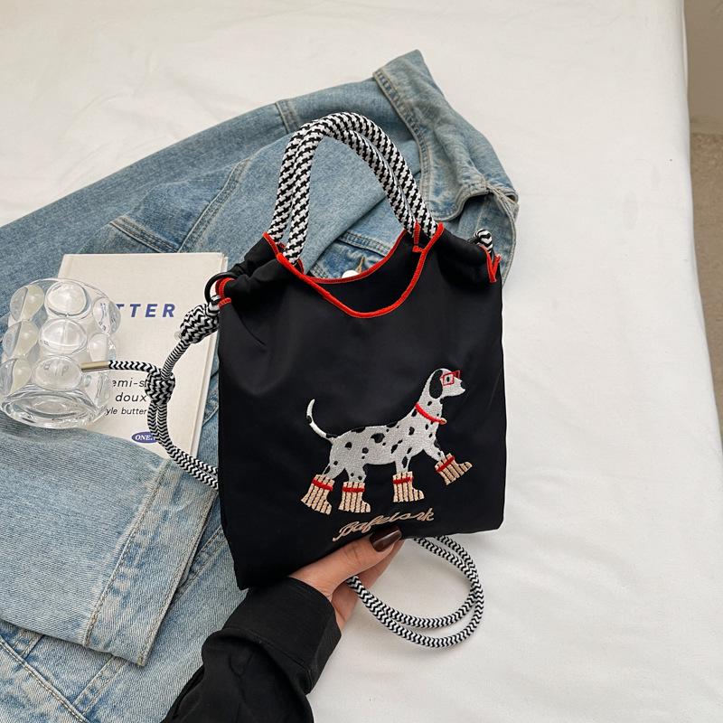 Stylish Dachshund Embroidered Nylon Crossbody Bag for Women - Autumn/Winter 2024 Collection