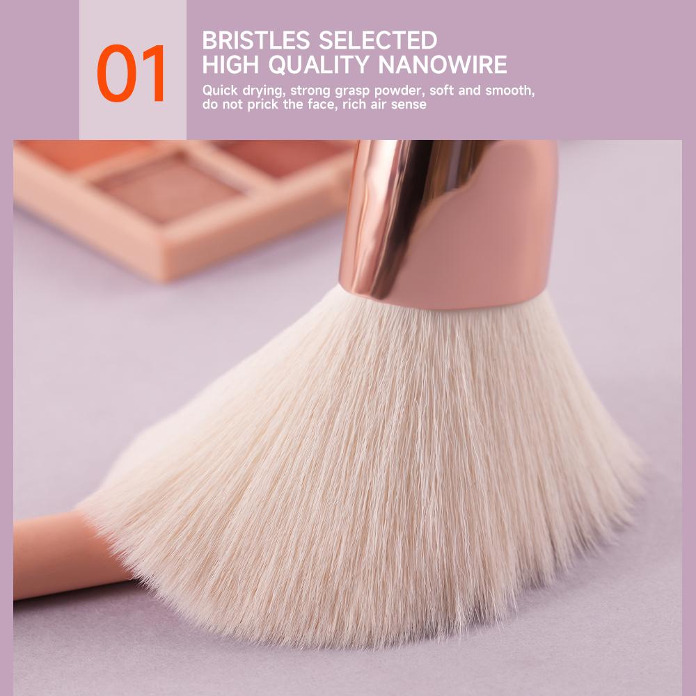 BEILI Розовые кисти для макияжа, высококачественная пудра, основа, румяна, тени для век, набор кистей для макияжа, натуральные волосы с сумкой