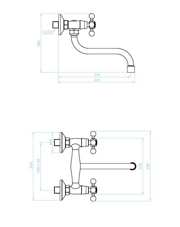 Stilo Wall-Mounted Sink Tap