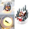 Christmas Village Figurines LED Light Christmas Town Scene Desktop Ornaments Battery Operated Landscape Decorations