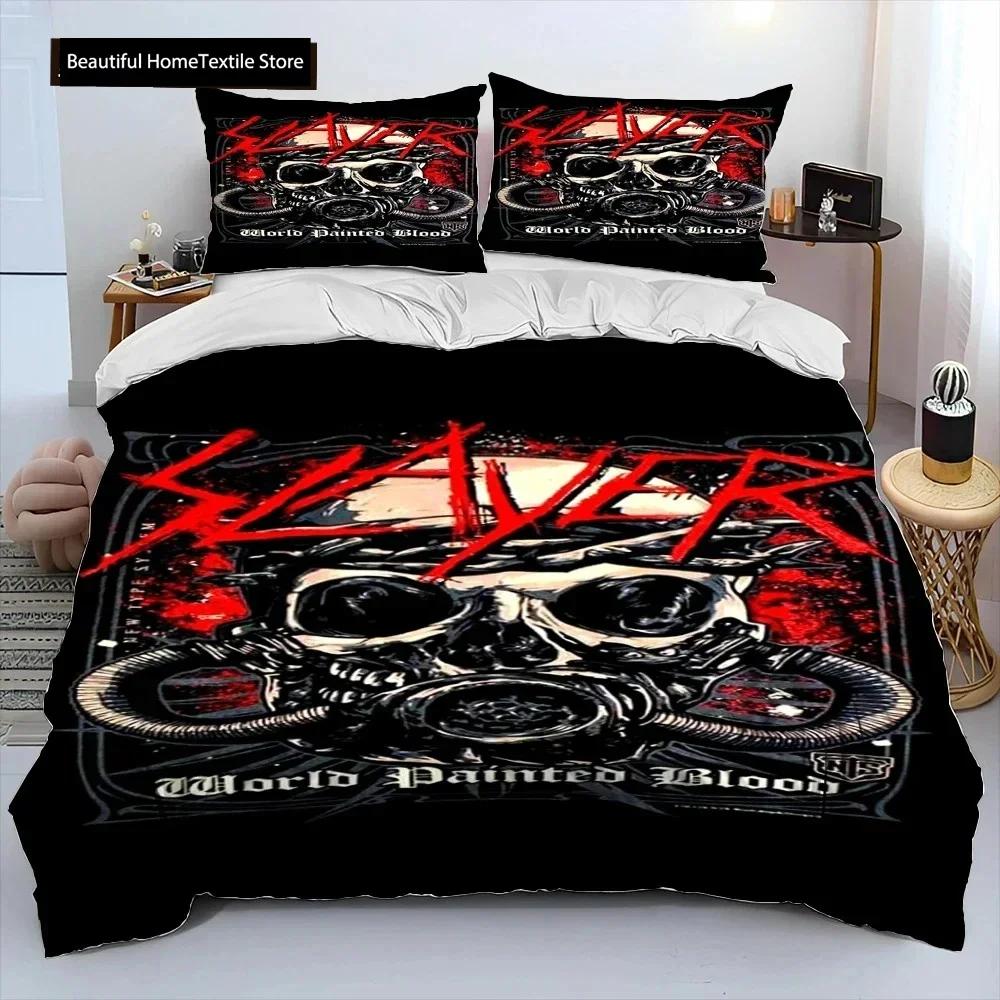 Slayer Тяжелый Металл Музыкальная Группа Постельное Белье Набор Мальчики Девочки Твин Квин Размер Пододеяльник Наволочка Постель Взрослый Мода Домашний Текстиль
