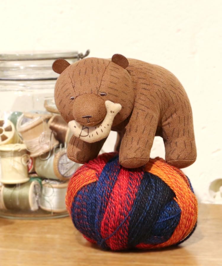 [Bleu Bleuet] Bleu Bleuet Wood Carving Folk Craft Bear Plush Toy Mascot Medium Interior Decor Figurine Cute Soothing