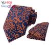 Мужской галстук из двух частей с цветочным принтом, полосатый галстук, деловой модный носовой платок, клетчатый галстук с пейсли