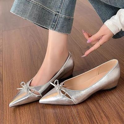 Мода 2025 Женские Весенние Новые Сексуальные Остроносые Дизайнерские Низкие Туфли Уличная Ходьба Удобные С Неглубоким Вырезом Легкие Плоские Туфли