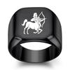 Кольцо с квадратом в виде 12 созвездий, мужское, черное, безымянный палец, двенадцать созвездий, пара, ювелирные изделия, аксессуары, подарок на день рождения и годовщину