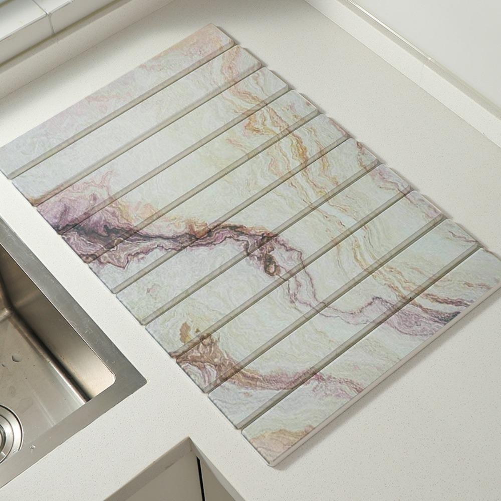 Foldable Dish Drainer Mat Absorbent Placemat Bathroom Rug Stone Dish Drying Mat Sink