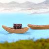 Miniatures Resin Boat Retro Mini Figurines Awning Boats Micro Landscape Dollhouse Bonsai Ornaments Art Crafts Garden Decoration