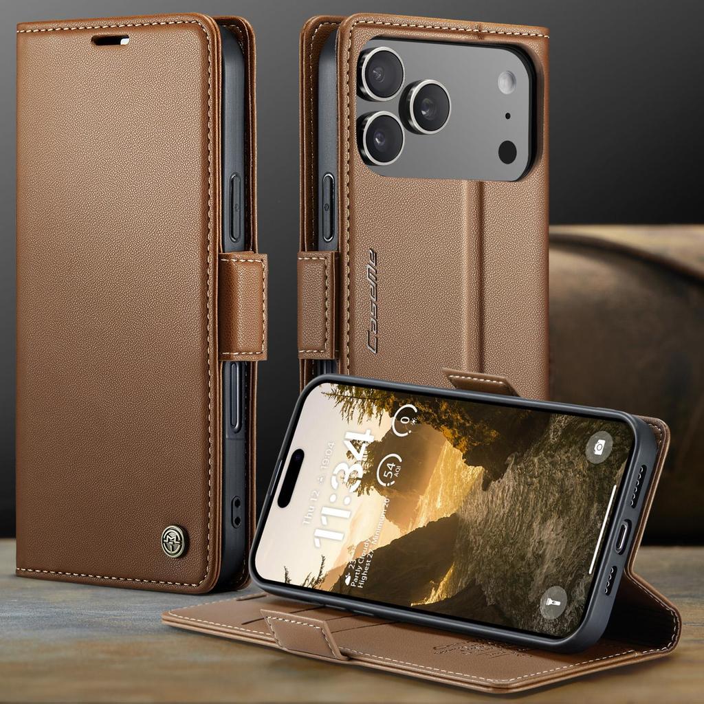 CaseMe-023 Flip Leather Case For iPhone 17 Pro Max Luxury Magnetic Wallet Card Slots Cover Stand Protectives Skins Shell