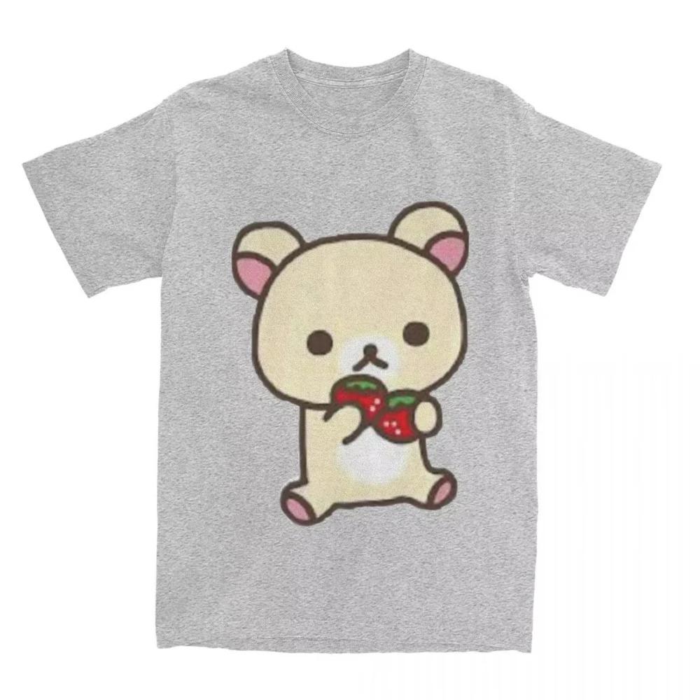 Leisure Rilakkuma Strawberries T-Shirts Women Round CollarT Shirts Animal Bear Short Sleeve Tees Women's Clothing Tops