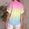 Женский Модный Повседневный Универсальный Летний Топ с Градиентным Принтом, Облегающий, С Коротким Рукавом