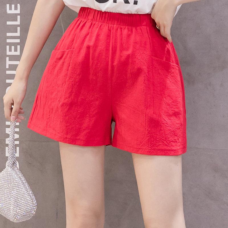 Women's Wide-Leg Cotton Linen Shorts: Trendy Spring/Summer Casual Bermudas for Sports or Home.