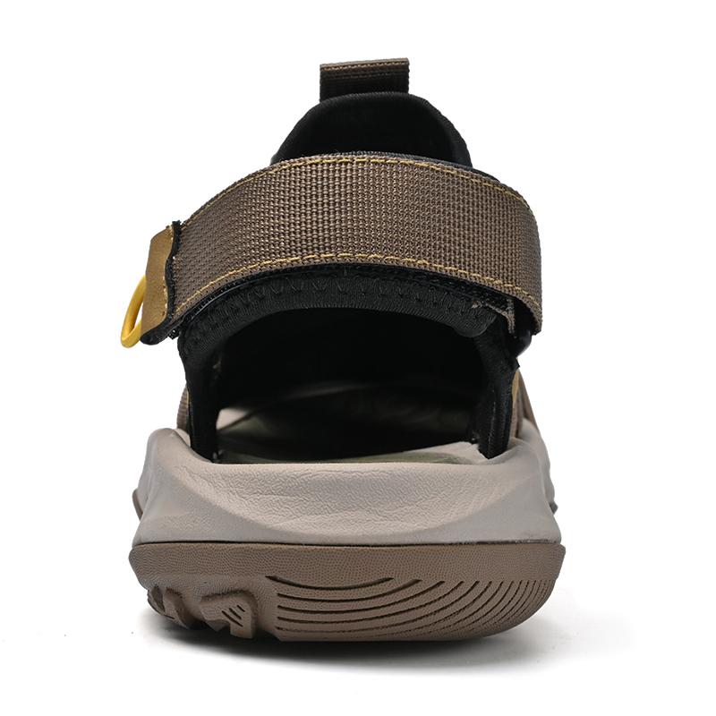 Summer Men's Hollow Leather Beach Sandals Toe Cap Outdoor Sports Shoes Handmade Mesh Shoes