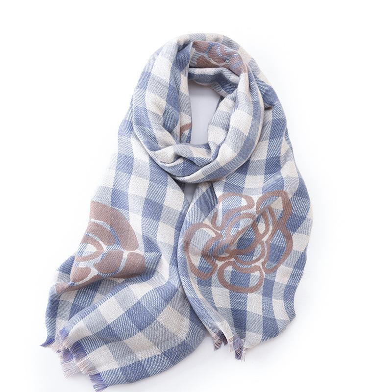 New Style Scarf for Women High End Autumn and Winter Anti Cold and Warm Plaid Scarf Printed Tassel Mid-length Scarf Shawl