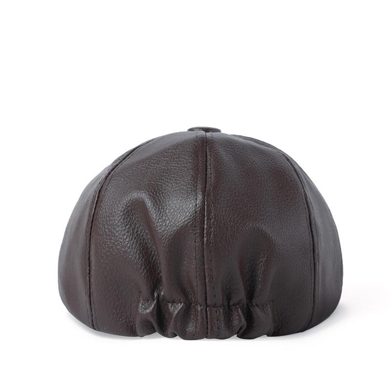 Восьмиугольная кепка мужская осенне-зимняя кепка из искусственной кожи в стиле ретро для художников, женская кепка литературного газетчика, кепка для пожилых людей из кожи, шляпа с вышитым вперед язычком утки