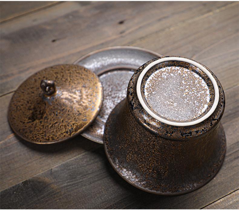 Японский чайник из каменной керамики с ржавой глазурью, ручной работы, ретро-керамический чайник для кунг-фу, фильтр и ручка, маленький герметичный дизайн (Одиночный горшок)