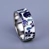 Exquisite Women's for Ring Blue Enamel Flower Ring Fashion Handmade Enamel Jewelry Wedding Bridal Ring Fashion
