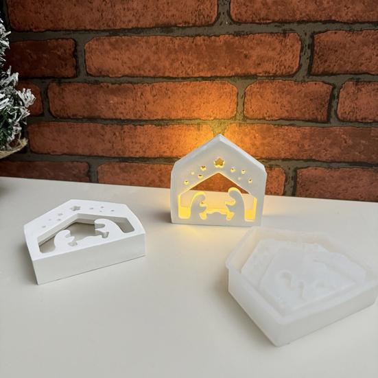 Christmas Nativity Lamp Silicone Mold DIY Handmade Birth of Jesus Scene Ornament Crafts Mold