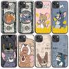 B-73 Tom and Jerry Cat Mouse Black Case for Redmi 10A 10C 12C 13C 9A 9C 9T A3X Note 10 9 9S 10S iPhone 11 12 13 14 15 16 X XS Pro Max Mini 7 8 Plus XR