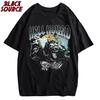 Hip Hop Punk Wolf Graphic Print Short Sleeve TShirt Streetwear Washed T Shirt Men Harajuku Tshirt Cotton Casual Tops Tees