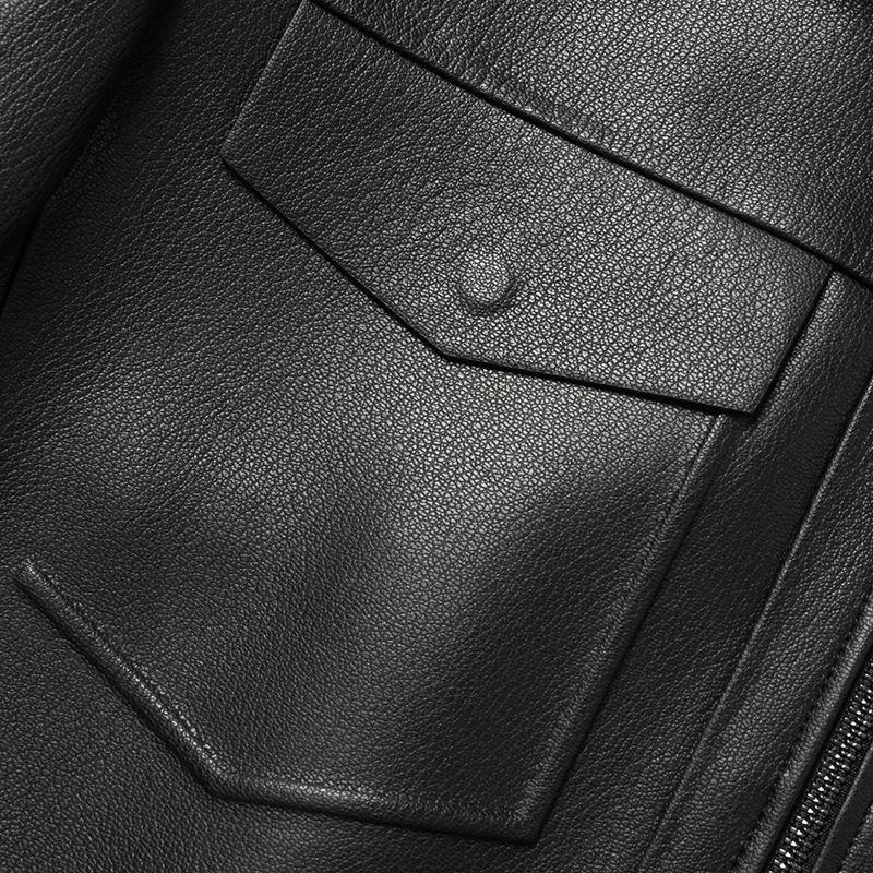 Новая осенне-зимняя мужская одежда из натуральной кожи, куртки из козьей кожи, простая мужская одежда для поездок на работу с несколькими карманами