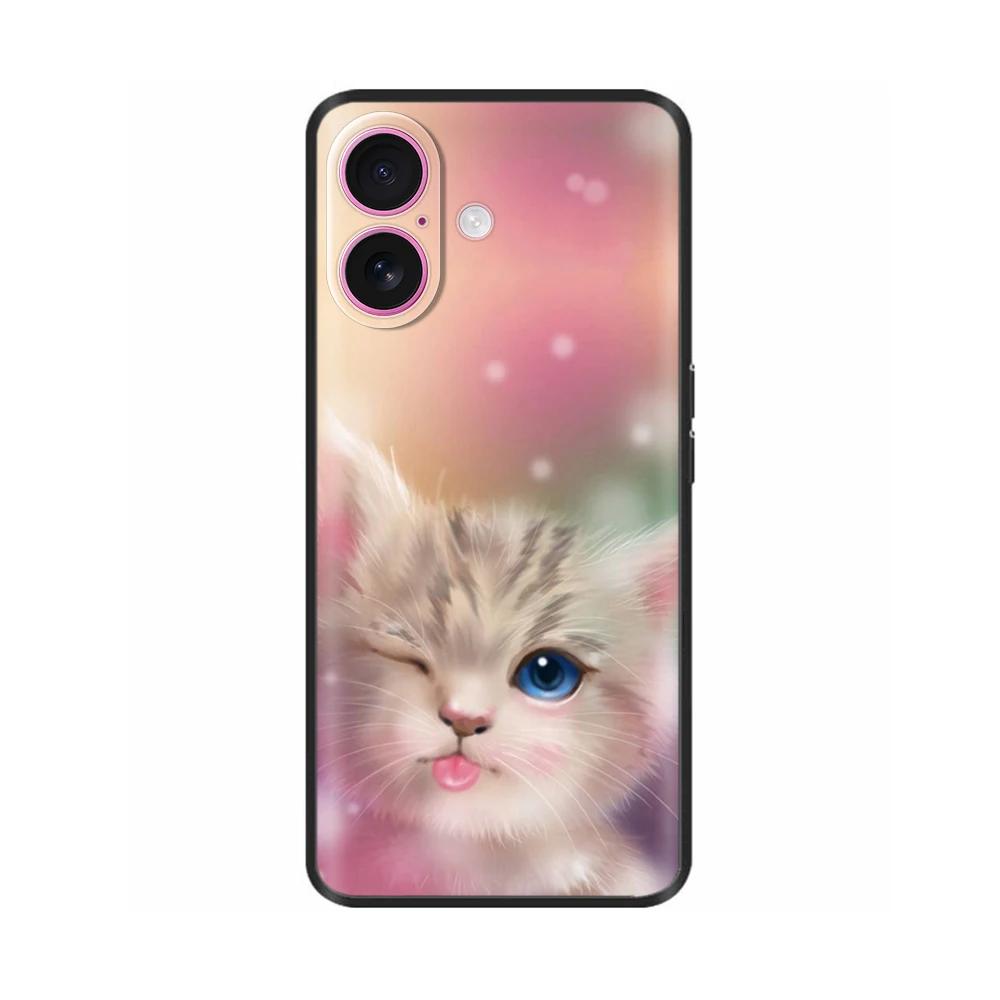 Для iPhone 16 Чехол 16 Pro Силиконовый ТПУ Черный Матовый Чехол для Телефона Для Apple iPhone 16 Pro Max Чехол-Бампер для iPhone16 Plus