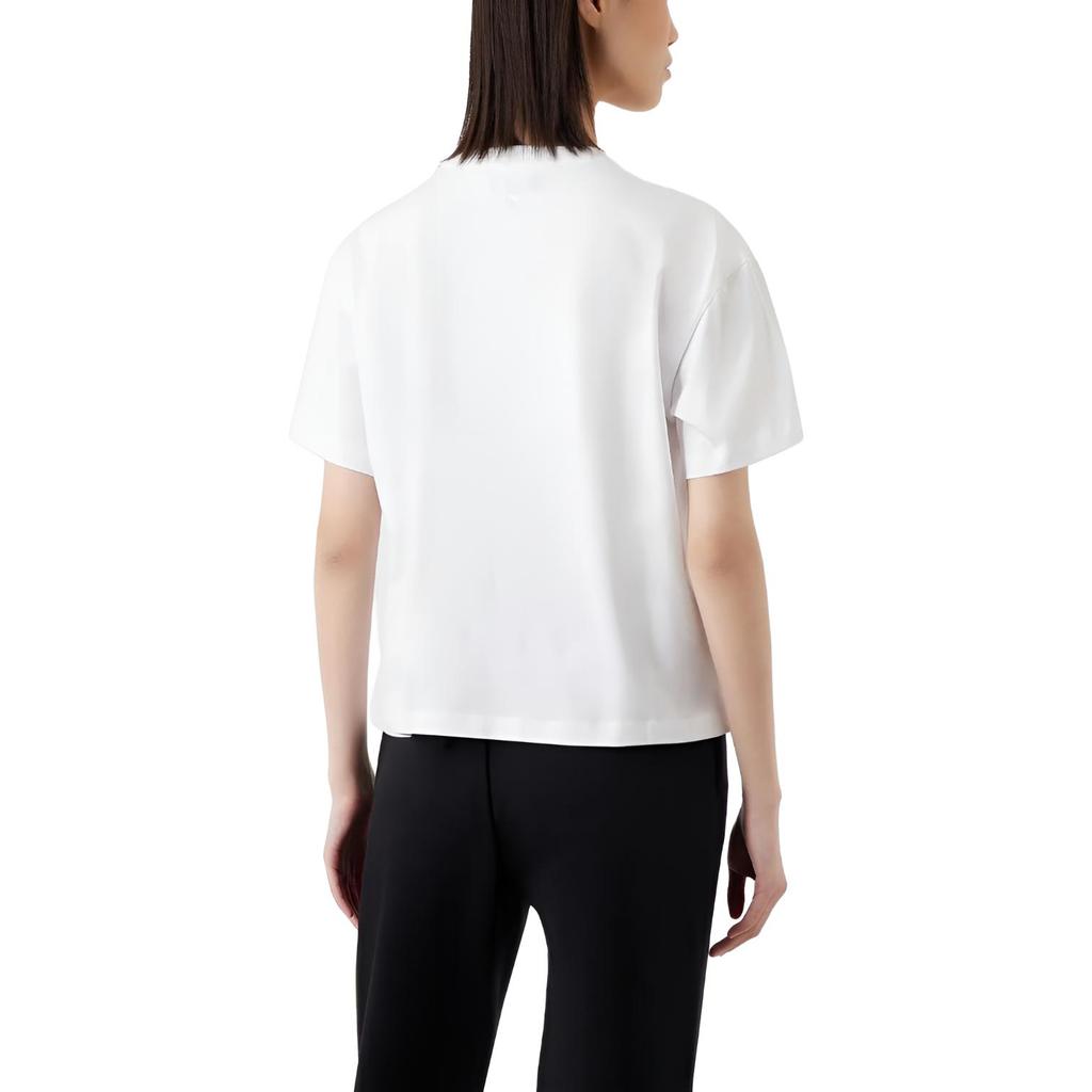 Emporio Armani Женская однотонная футболка с коротким рукавом и вышитым принтом Белый 3R2T7J2-J53Z1-0100