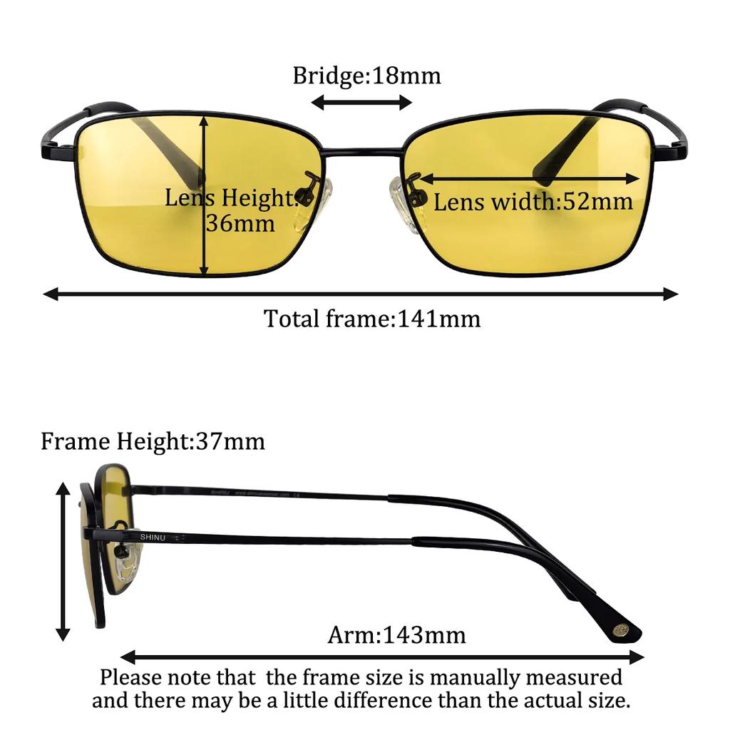 Titanium Frame Night Vision Driving Sunglasses For Vision Blue Light Blocking Computer Glasses Yellow Lens Fishing Eyeglasses