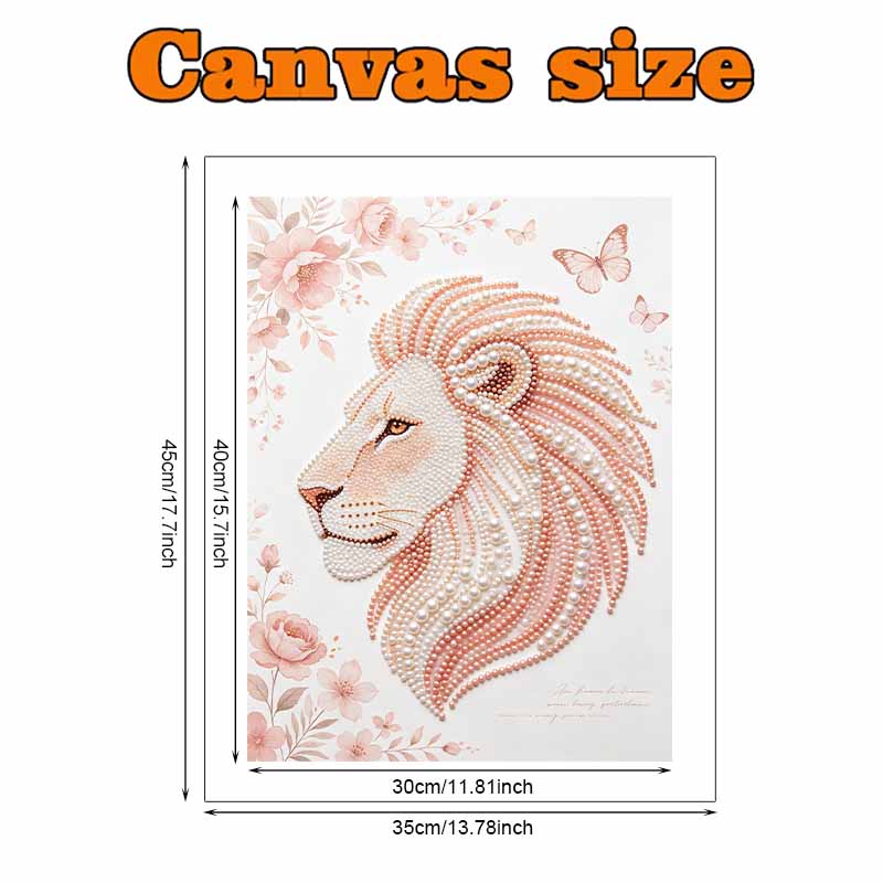 Pearl Art Painting Home Wall Decor Pink Lion Floral Pearl Gemstone Painting Picture Crafts Adult/Beginner Gift Creative Home Decor Unframed Wall Art