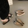 Square Head Color Matching Gentle Wind Shoes Women's New Spring and Autumn Light Mouth Skirt