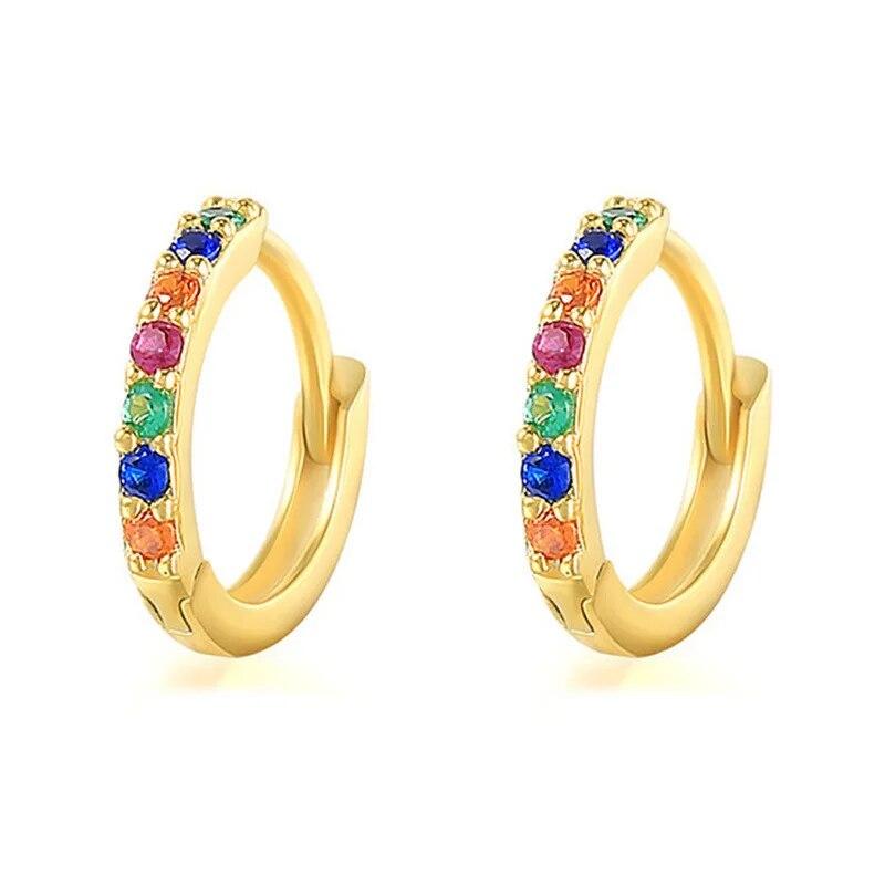 Luxury Colorful Crystal Rhinestone Earrings Female Fashion Copper Round Hoop Earrings For Women Girls Trendy Jewelry Bijoux Gift