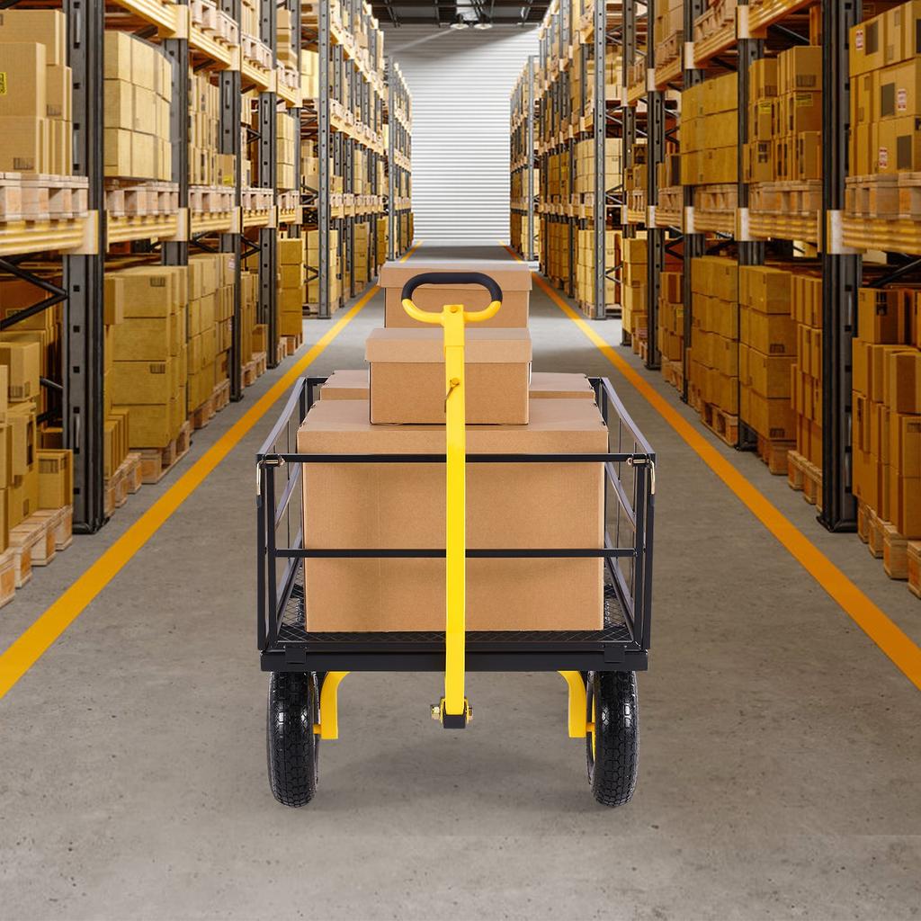 VEVOR Steel Garden Cart, 635 kg Heavy Duty Pullable Garden Wagon Yard Cart