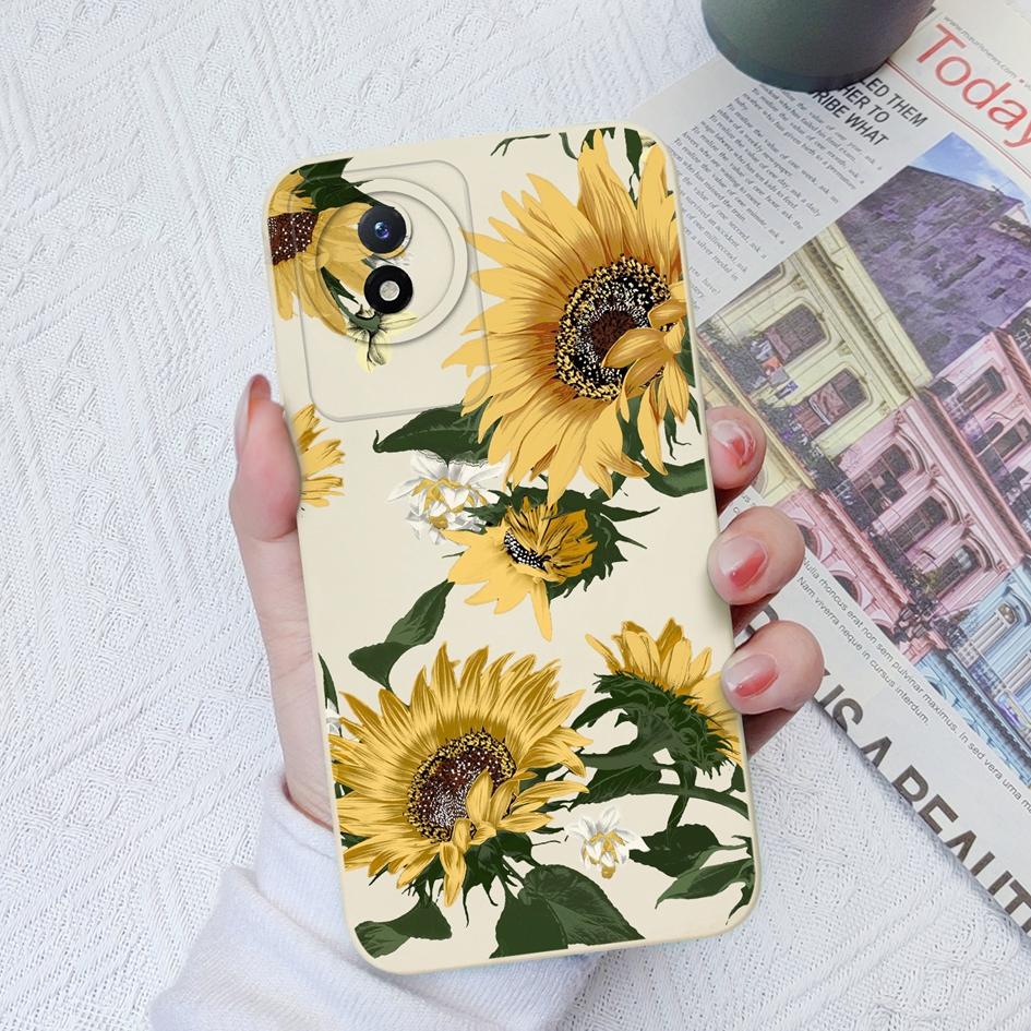 Чехол для телефона Vivo Y31 Y33 Y33S Y02S Y16 Y51 Y91C Y22 Y35 Y11 Y12 Y20, защита камеры, мягкий силиконовый чехол с бабочкой и подсолнухом для Vivo, бампер, чехол
